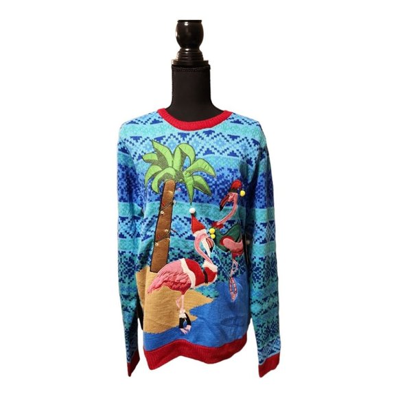 Jolly Sweaters Sweaters - NWT Jolly Sweaters Pink Flamingo Ugly Christmas Sweater Size M